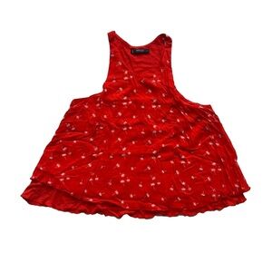 MNG Basics Floral Lined Women's Tank Top M Dandelion Summer Boho Red Colorful